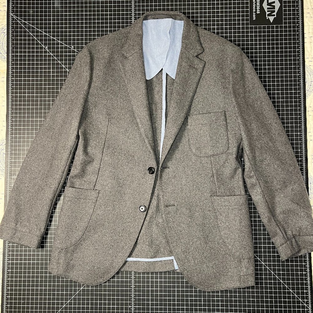 Taylor Stich The Telegraph Jacket in Grey Wool Size 44 Tailored to 42S